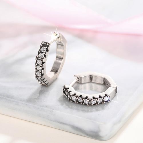 Boucles d'oreilles en laiton zircon cubique pavent, hexagone, Placage, bijoux de mode & pavé de micro zircon & pour femme, plus de couleurs à choisir, Vendu par paire