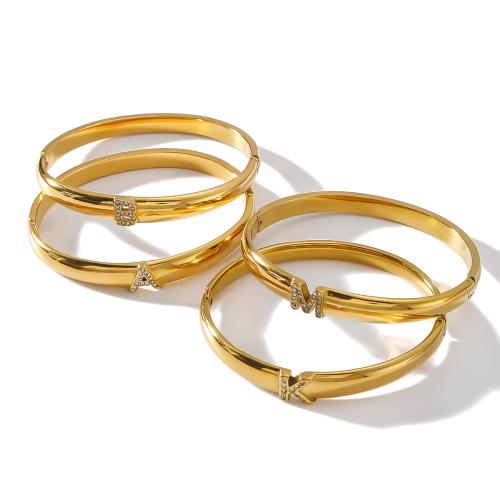 Bracelet en acier inoxydable, Acier inoxydable 304, Placage, modèles différents pour le choix & pavé de micro zircon & pour femme, doré, Vendu par PC