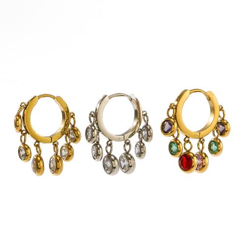 Edelstahl Tropfen Ohrring, 304 Edelstahl, plattiert, Modeschmuck & Micro pave Zirkonia & für Frau, keine, verkauft von Paar