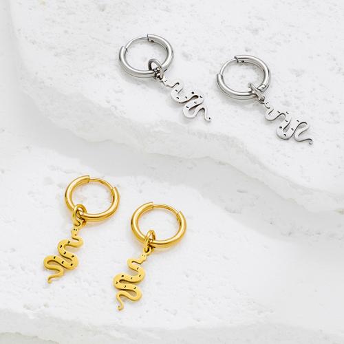 Edelstahl Tropfen Ohrring, 304 Edelstahl, Schlange, plattiert, Modeschmuck, keine, verkauft von Paar