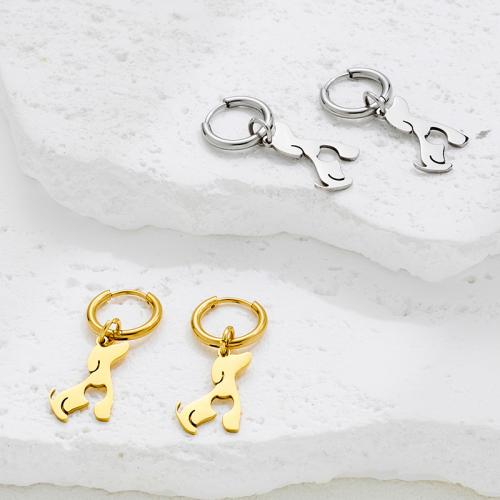 Edelstahl Tropfen Ohrring, 304 Edelstahl, Hund, plattiert, Modeschmuck, keine, verkauft von Paar