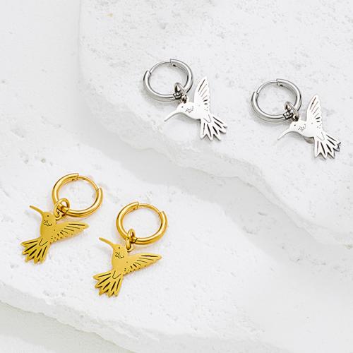 Kolczyk Drop ze stali nierdzewnej, Stal nierdzewna 304, Ptak, Powlekane, biżuteria moda, dostępnych więcej kolorów, sprzedane przez para