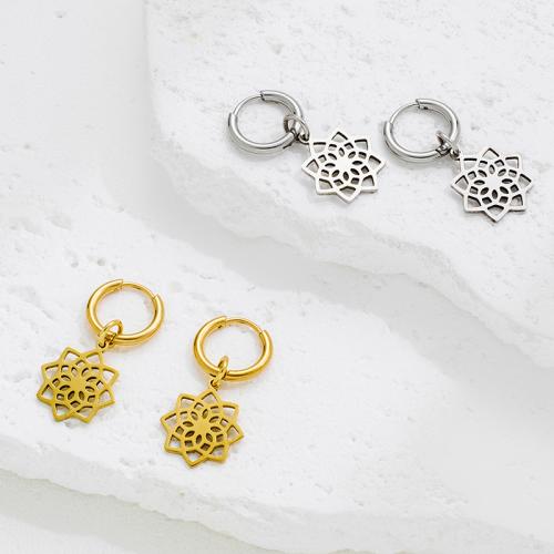 Edelstahl Tropfen Ohrring, 304 Edelstahl, Datura Stramonium, plattiert, Modeschmuck, keine, verkauft von Paar