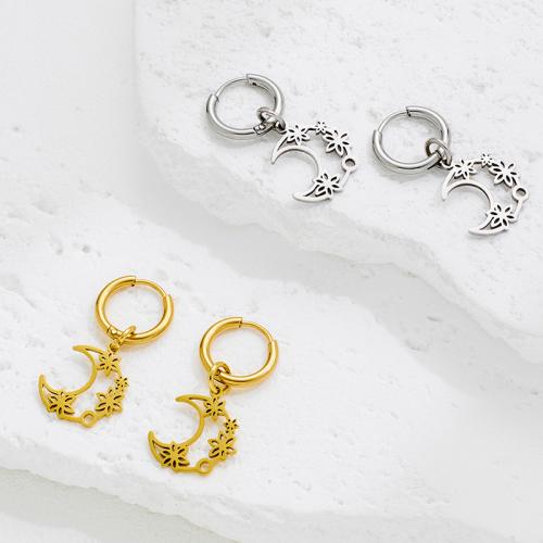 Edelstahl Tropfen Ohrring, 304 Edelstahl, Mond, plattiert, Modeschmuck, keine, verkauft von Paar