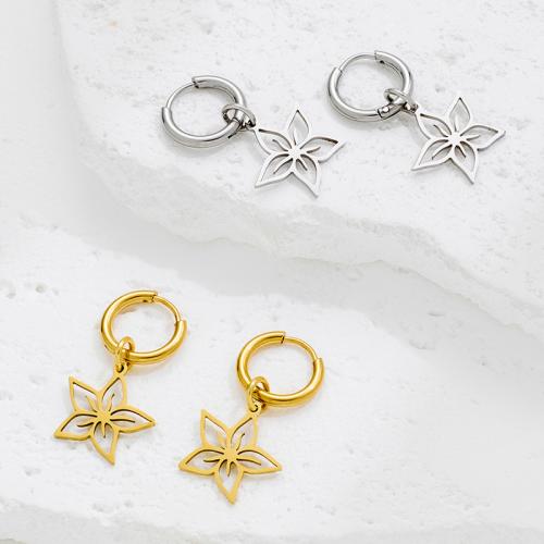 Edelstahl Tropfen Ohrring, 304 Edelstahl, Blume, plattiert, Modeschmuck, keine, verkauft von Paar