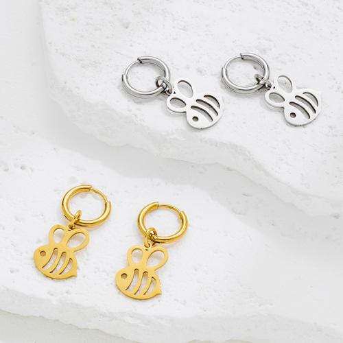 Edelstahl Tropfen Ohrring, 304 Edelstahl, Biene, plattiert, Modeschmuck, keine, verkauft von Paar