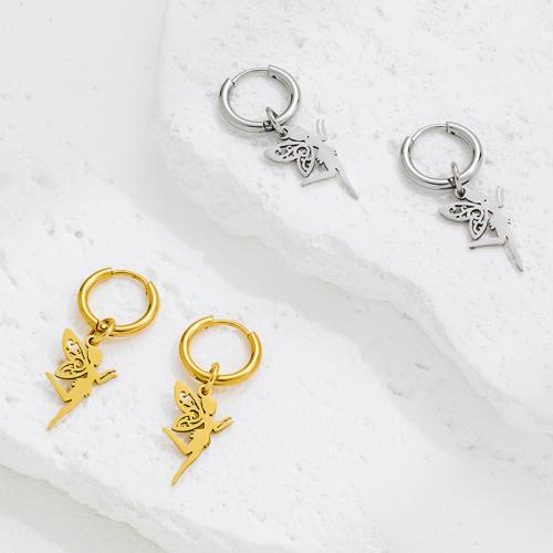 Edelstahl Tropfen Ohrring, 304 Edelstahl, Engel, plattiert, Modeschmuck, keine, verkauft von Paar
