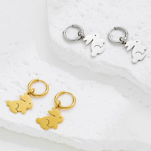 Edelstahl Tropfen Ohrring, 304 Edelstahl, Hase, plattiert, Modeschmuck, keine, verkauft von Paar