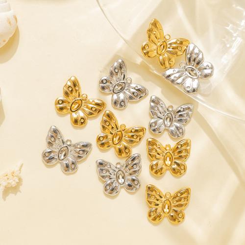 Stainless Steel Animal Pendants 304 Stainless Steel Butterfly plated DIY Sold By Bag