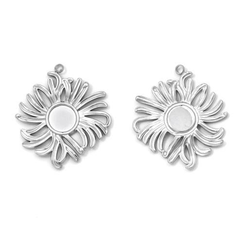 Stainless Steel Flower Pendant 304 Stainless Steel silver color plated DIY silver color Sold By Bag