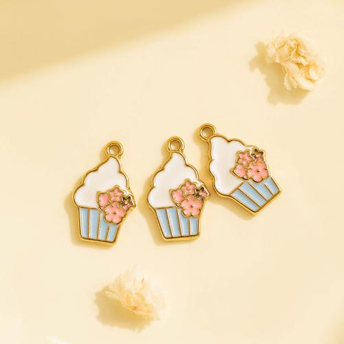 Nerezová ocel Šperky Přívěsky, 304 Stainless Steel, Zmrzlina, DIY & smalt, smíšené barvy, 10PC/Bag, Prodáno By Bag