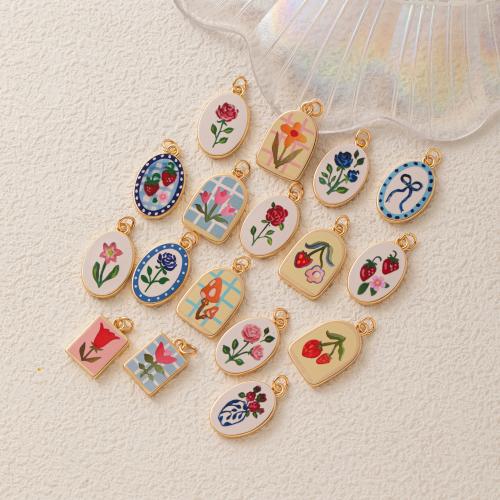 Stainless Steel Flower Pendant Brass plated DIY & enamel nickel lead & cadmium free Sold By PC