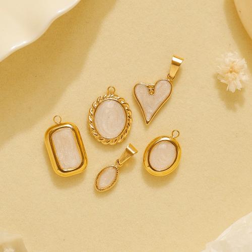 Pingente de resina, Aço inoxidável 304, with resina, cromado de cor dourada, DIY, dourado, 10PCs/Bag, vendido por Bag