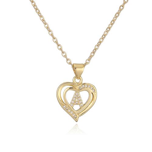 Collier en laiton cubique Zircon Micro Pave, coeur, Plaqué or 18K, styles différents pour le choix & pavé de micro zircon & pour femme & creux, Vendu par PC