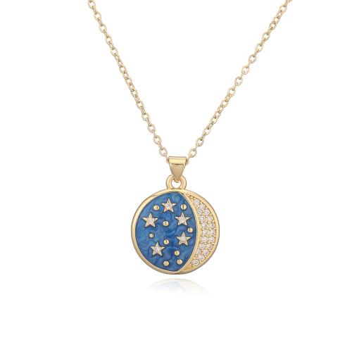 Collier en laiton cubique Zircon Micro Pave, Rond, Plaqué or 18K, modèles différents pour le choix & pavé de micro zircon & pour femme & émail, Vendu par PC