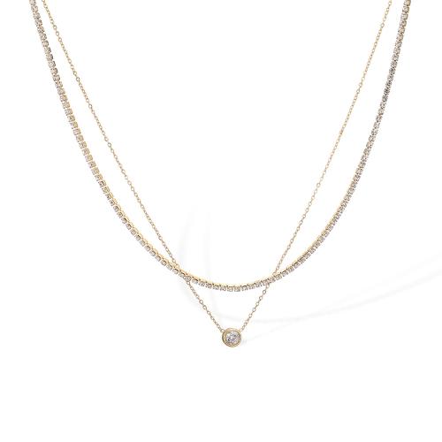 Cubic Zirconia Stainless Steel smycken, 304 rostfritt stål, 18K guldpläterad, Dubbla lager & olika stilar för val & micro bana cubic zirconia & för kvinna, Säljs av PC