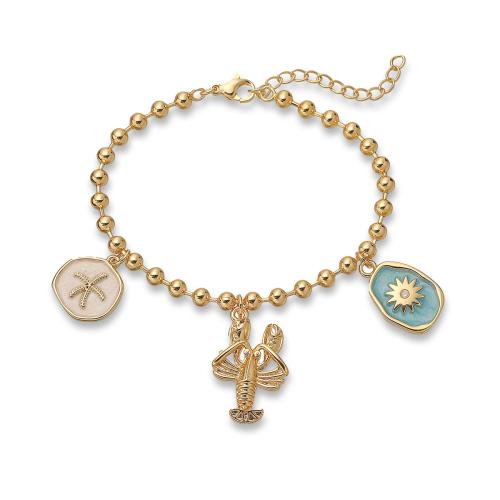 Bracelets en laiton, Plaqué or 18K, styles différents pour le choix & pour femme & émail, Vendu par PC