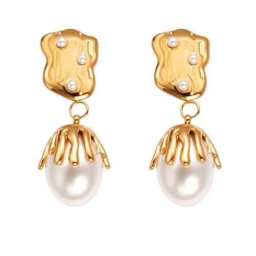 Edelstahl Tropfen Ohrring, 304 Edelstahl, mit Muschelkern, plattiert, Modeschmuck & für Frau, keine, verkauft von Paar