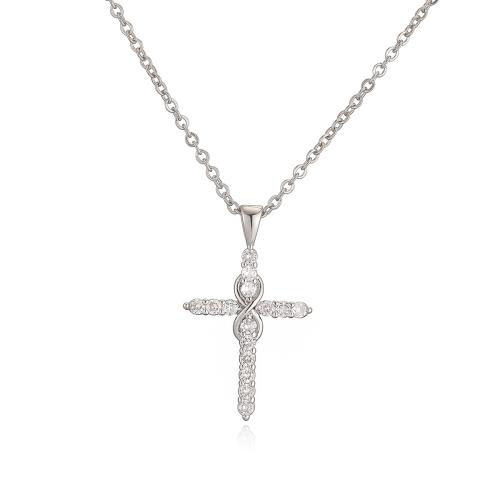 Collier en laiton cubique Zircon Micro Pave, croix, Placage, bijoux de mode & pavé de micro zircon & pour femme, plus de couleurs à choisir, Vendu par PC