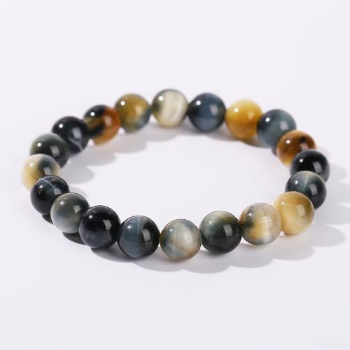 oeil de tigre bracelet, Rond, fait à la main, naturel & unisexe & normes différentes pour le choix, multicolore, Longueur Environ 6-6.5 pouce, Vendu par PC