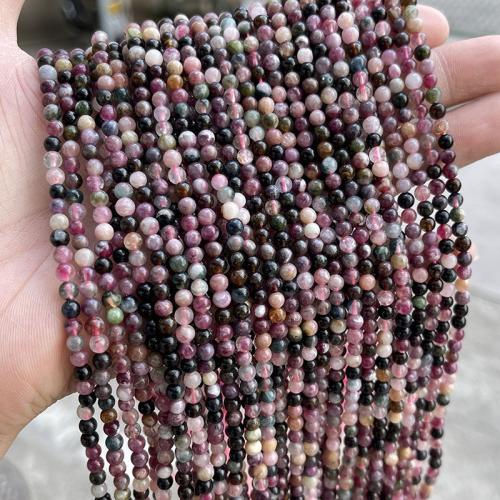 Gemstone Smycken Pärlor, Turmalin, Rund, polerad, naturliga & DIY, flerfärgad, 4mm, Ca 90PC/Strand, Säljs av Strand