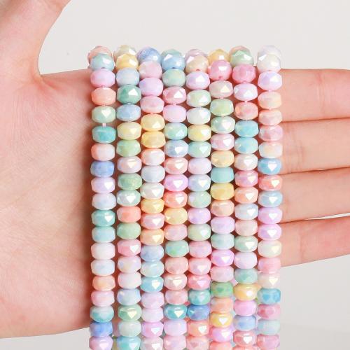 Fashion Glaspärlor, Glas, Rondelle, plated, DIY & fasetterad, flerfärgad, 8x5mm, Ca 68PC/Strand, Säljs av Strand