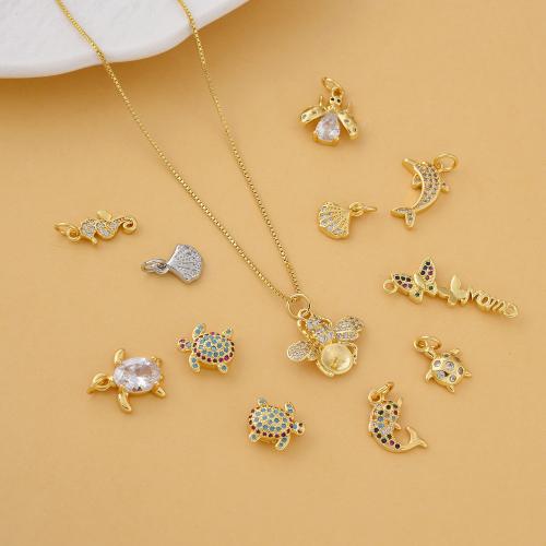 Cubique Pendentif en laiton zircon pavent, Placage, DIY & pavé de micro zircon, plus de couleurs à choisir, protéger l'environnement, sans nickel, plomb et cadmium, Vendu par PC