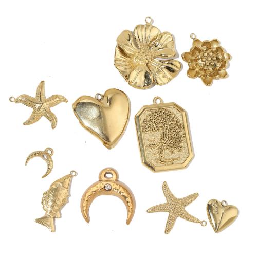 Nerezová ocel Šperky Přívěsky, 304 Stainless Steel, barva pozlacený, DIY & s drahokamu, více barev na výběr, 3PC/Bag, Prodáno By Bag