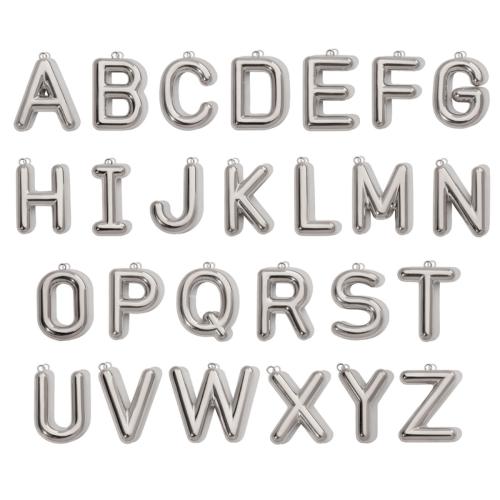Rostfritt stål Häng Brev, 304 rostfritt stål, Alfabetsbokstav, guldfärg pläterade, DIY, silver, 3PC/Bag, Säljs av Bag