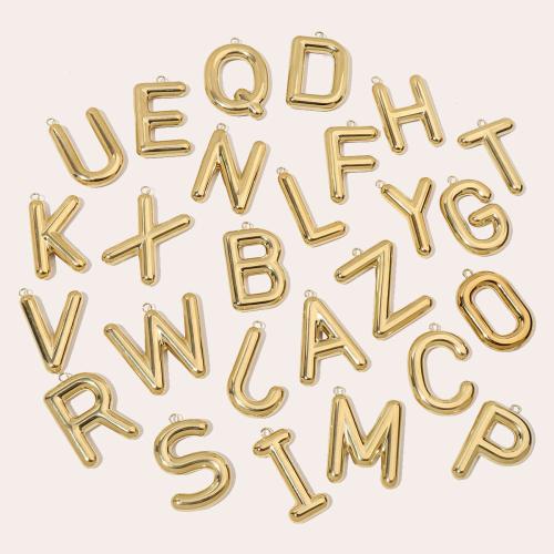 Rostfritt stål Häng Brev, 304 rostfritt stål, Alfabetsbokstav, guldfärg pläterade, DIY, gyllene, 3PC/Bag, Säljs av Bag