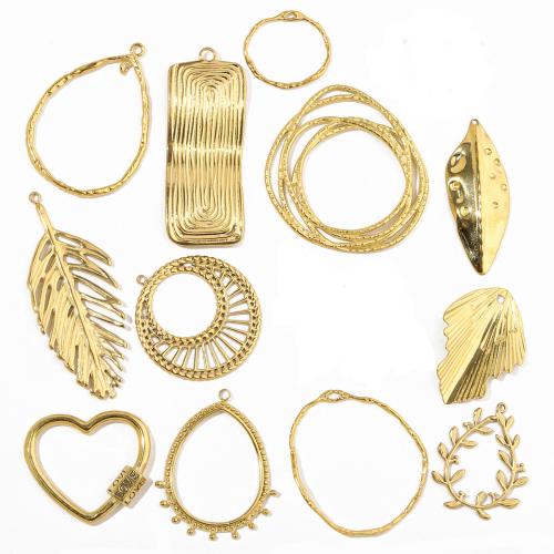 Nerezová ocel Šperky Přívěsky, 304 Stainless Steel, barva pozlacený, DIY, zlatý, 3PC/Bag, Prodáno By Bag