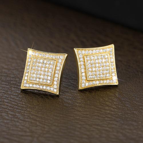 Boucles d'oreilles en laiton zircon cubique pavent, Placage, bijoux de mode & pavé de micro zircon & pour femme, Vendu par paire
