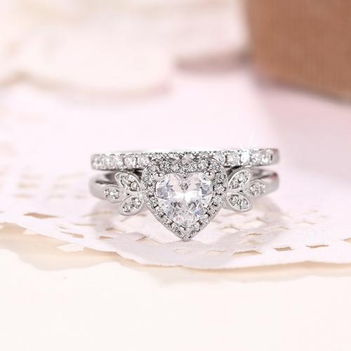 Krychlový Circonia Micro vydláždit mosazný prsten, Mosaz, 2 kusy & různé velikosti pro výběr & micro vydláždit kubické zirkony & pro ženy, Prodáno By nastavit