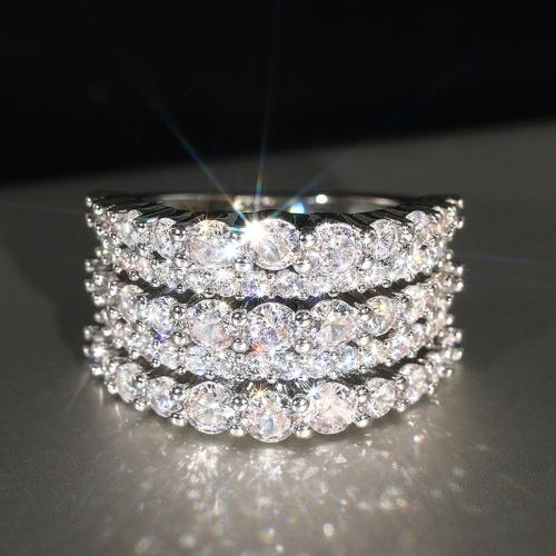 Krychlový Circonia Micro vydláždit mosazný prsten, Mosaz, vícevrstvá & různé velikosti pro výběr & micro vydláždit kubické zirkony & pro ženy, Prodáno By PC