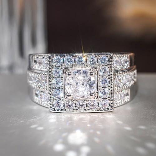 Krychlový Circonia Micro vydláždit mosazný prsten, Mosaz, různé velikosti pro výběr & micro vydláždit kubické zirkony & pro ženy, Prodáno By PC