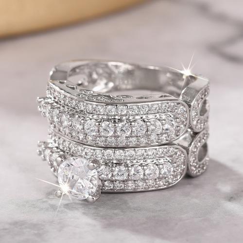 Krychlový Circonia Micro vydláždit mosazný prsten, Mosaz, 2 kusy & různé velikosti pro výběr & micro vydláždit kubické zirkony & pro ženy, Prodáno By nastavit