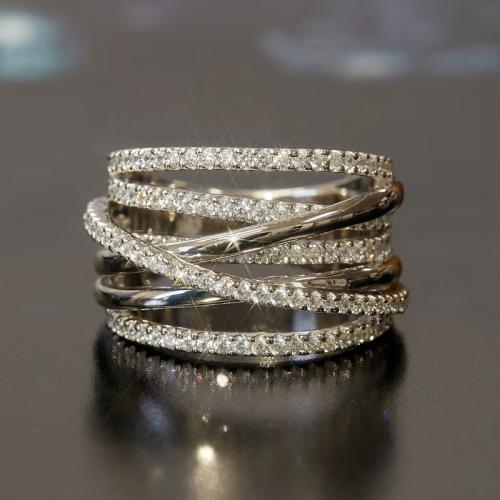 Krychlový Circonia Micro vydláždit mosazný prsten, Mosaz, různé velikosti pro výběr & micro vydláždit kubické zirkony & pro ženy & dutý, Prodáno By PC