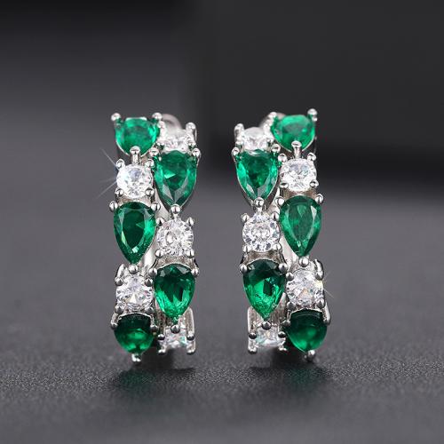 Boucles d'oreilles en laiton zircon cubique pavent, Placage, bijoux de mode & pavé de micro zircon & pour femme, plus de couleurs à choisir, Vendu par paire