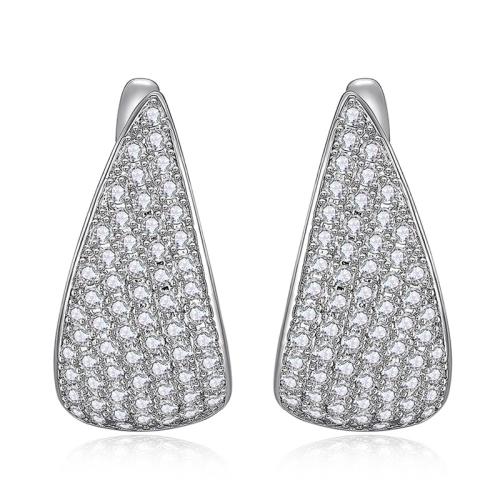 Boucles d'oreilles en laiton zircon cubique pavent, Placage, bijoux de mode & pavé de micro zircon & pour femme, Vendu par paire
