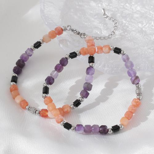 Bracelets de pierres précieuses, Acier inoxydable 304, avec Pierre naturelle, fait à la main, bijoux de mode & styles différents pour le choix & pour femme, Vendu par PC