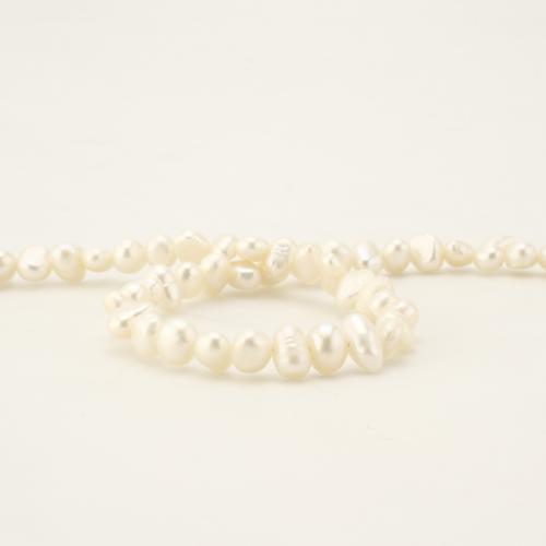 Naturliga sötvatten pärlband, Freshwater Pearl, Barock, mode smycken, vit, 6-7.5mm, Såld Per 45 cm Strand