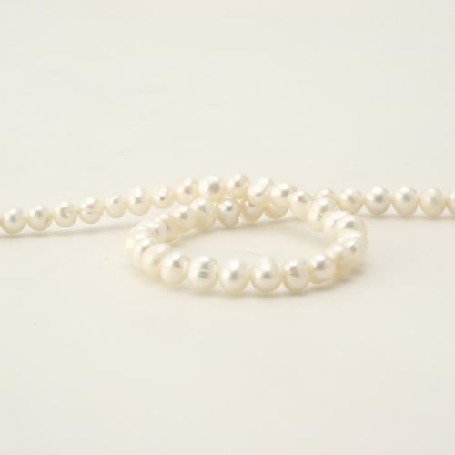 Naturliga sötvatten pärlband, Freshwater Pearl, Potatis, mode smycken, vit, 6-7mm, Såld Per 45 cm Strand