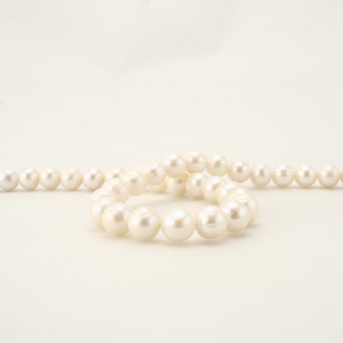 Naturliga sötvattenspärla lösa pärlor, Freshwater Pearl, Rund, mode smycken, vit, 8-9mm, Såld Per 45 cm Strand