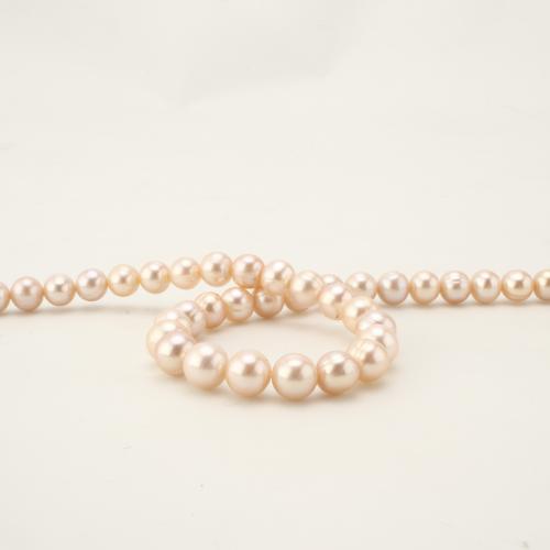 Naturliga sötvattenspärla lösa pärlor, Freshwater Pearl, Rund, mode smycken, blandade färger, 8-9mm, Såld Per 45 cm Strand