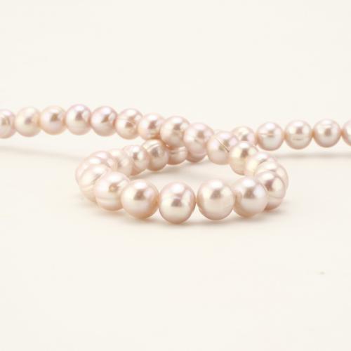 Naturliga sötvattenspärla lösa pärlor, Freshwater Pearl, Rund, mode smycken, lila rosa, 8-9mm, Såld Per 45 cm Strand