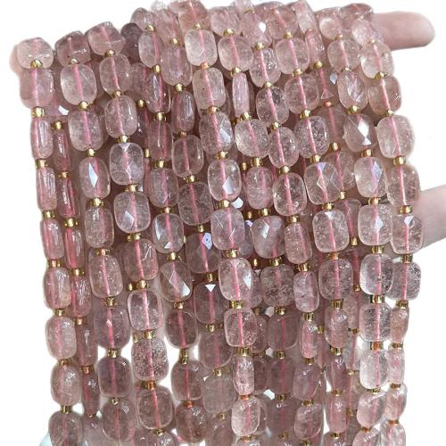 Šperky korálky přírodní křemenné, Strawberry Quartz, s Seedbead, DIY, smíšené barvy, 8x10mm, Prodáno za 38 cm Strand