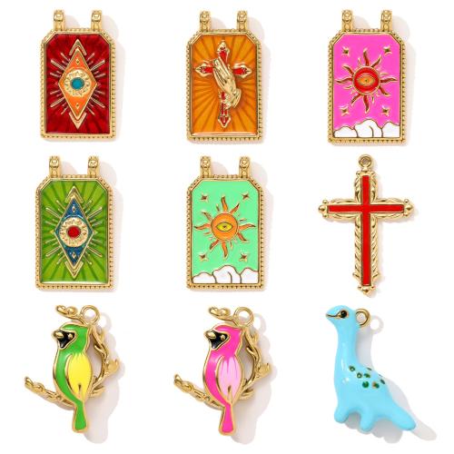 Stainless Steel Pendants 304 Stainless Steel gold color plated DIY & enamel Sold By Bag