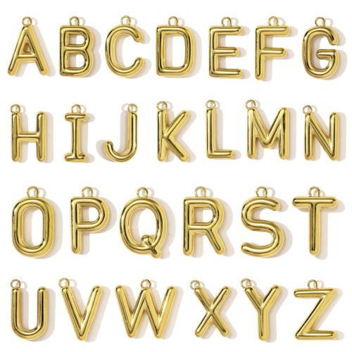 Rostfritt stål Häng Brev, 304 rostfritt stål, Alfabetsbokstav, guldfärg pläterade, DIY, gyllene, 3PC/Bag, Säljs av Bag