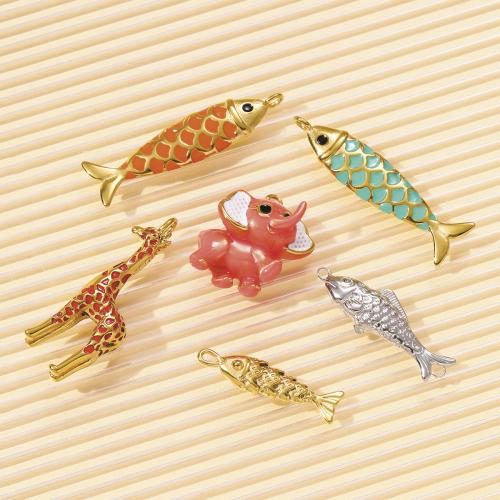 Nerezová ocel zvířat Přívěsky, 304 Stainless Steel, barva pozlacený, DIY & smalt, více barev na výběr, 3PC/Bag, Prodáno By Bag
