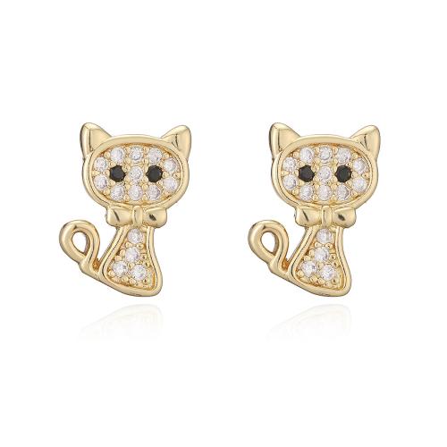 Boucles d'oreilles en laiton zircon cubique pavent, Plaqué or 18K, styles différents pour le choix & pavé de micro zircon & pour femme, Vendu par paire